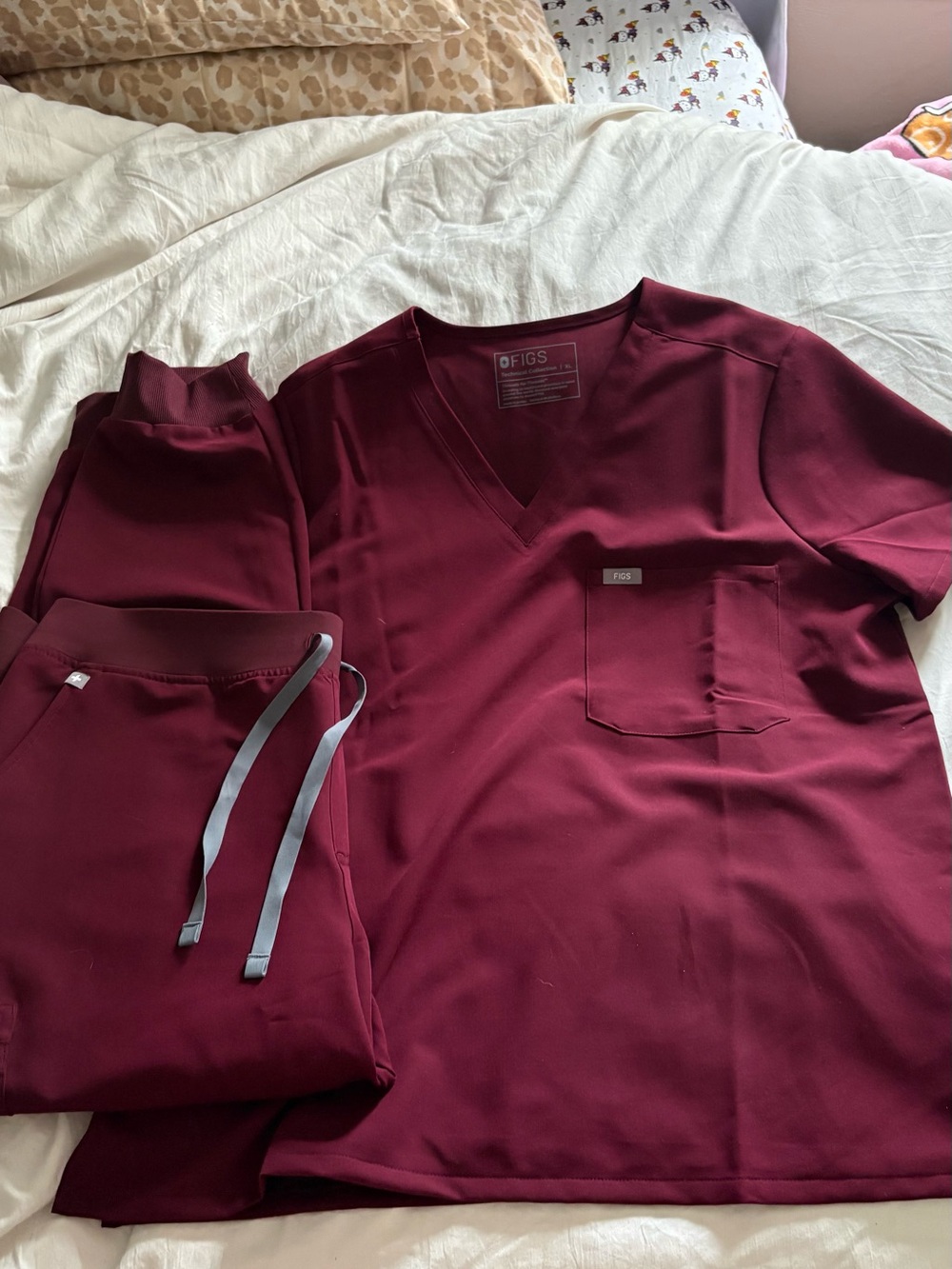 Figs Womens's Jogger Scrub Set in Burgundy
